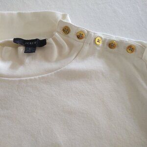 J.CREW 🍦Cream & 🪙 GolD Button Mockneck Turtleneck~ Size L